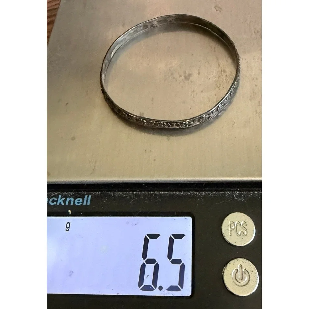 Antique Coin Silver Child's Bracelet Floral Bangle XRF Confirmed 5.75